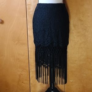 Endless Rose black lace & tassels mini skirt